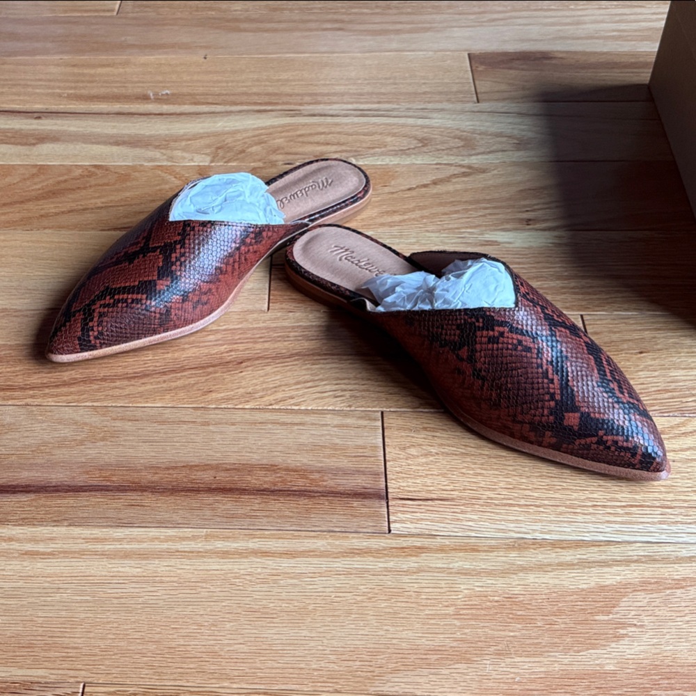 NWT Madewell Brown Snake Print Mules - Picture 3 of 5